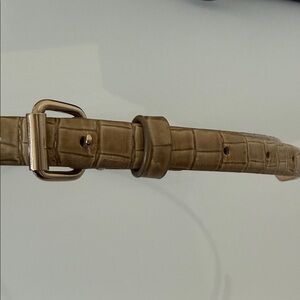 Ann Taylor Women Skinny Tan Crocodile-Embossed Belt